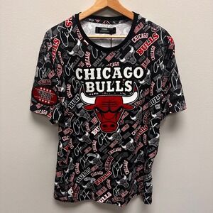 Pro Standard Chicago Bulls NBA All Over Print Shirt Mens Size‎ L Graphic NWT 60